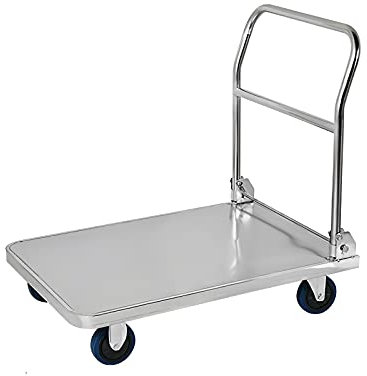 Carrello a mano in acciaio inox con manico pieghevole, carrello a pannello resistente per il trasporto di bagagli, strumenti ed elettrodomestici, carrello a spinta ad alta capacità portante