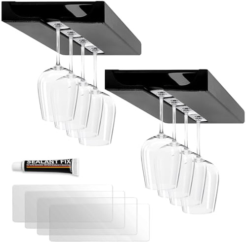 XGIDXFZ 2Pcs Wine Glass Holder Stemware Rack Hanger - Wall Mount Stemware Holder 25.3x11x2 cm - Space Saving Bar Organizer for Kitchen, Dining Room Home Decor (2pc)