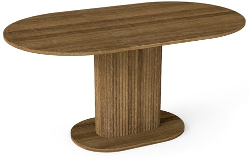 JIJIAN Tavolo da Pranzo in Legno, Tavolo da Cucina, Tavolo da Soggiorno, Tavolo da Pranzo Ovale 160x90 cm, Tavoli da Pranzo Facili da Pulire e Resistenti ai Graffi, Colore Noce