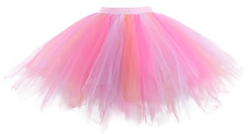 Générique Jupes en Tulle pour Femme Carnaval Tutu Coupe Évasée Ligne a Jupes De Fée Maille Ceinture Élastique Jupette Danse Classique Princess Dance Danse Habiller Soirée 20 Rose XL