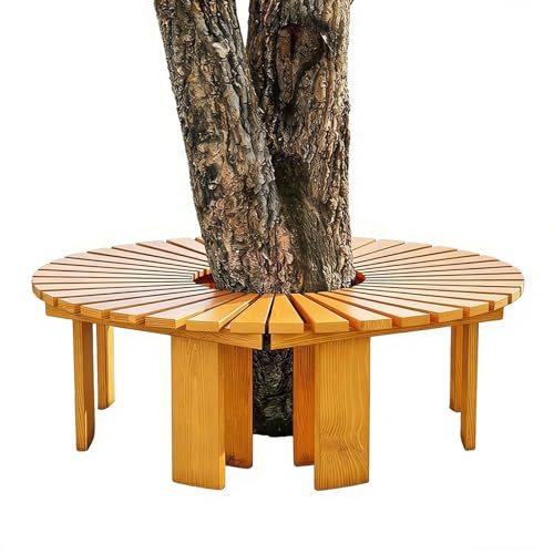 Gaommini Banco de árbol para Exteriores, Asiento Envolvente para árbol, Bancos de jardín Resistentes a la Intemperie, Asientos sin Respaldo para Patio para Todo Tipo de Clima(marrón,Half Round)