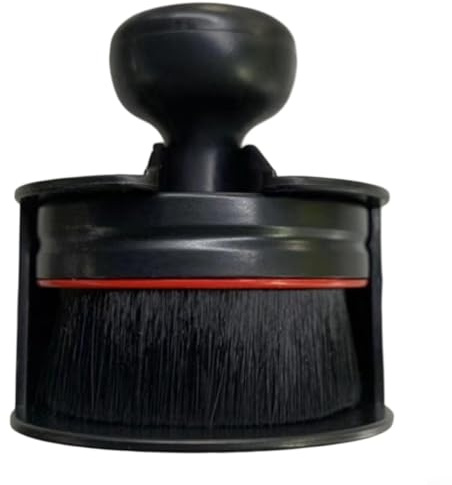 FACAIIO Cepillo aplicador de brillo de neumáticos con soporte, detalles ergonómicos de rueda para limpieza automática, cabezal de espuma sin ensuciar para vestir y pulir (negro rojo)