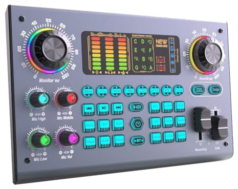BUAGOUWZ Podcast Professionale Scheda Audio dal Mixer DJ Mixer Audio Attrezzatura per PC Registrazione Canto Streaming Giochi