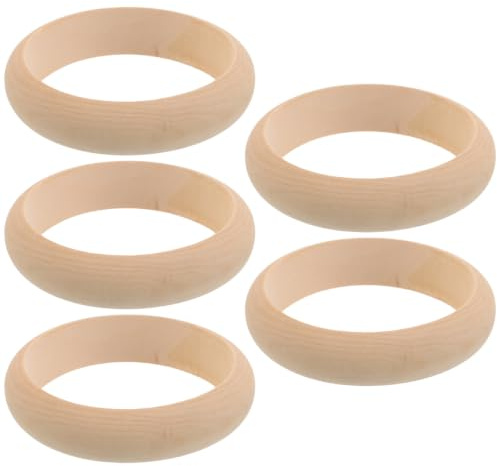 Lurrose 5 st tomma träarmband, obehandlade lösvikter, 59 mm innerdiameter, släta träcirklar, grova armband för DIY-smyckestillverkning, hantverksmaterial, målning, betsning, konstprojekt