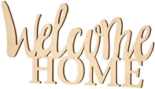 Rayher Hobby Rayher Hobby Rayher Holzschrift Welcome home, FSC zertifiziert, natur, 24,5 x 11,6 x 0,4 cm, Schriftzug Holz, Wanddekoration Holz, 46419505