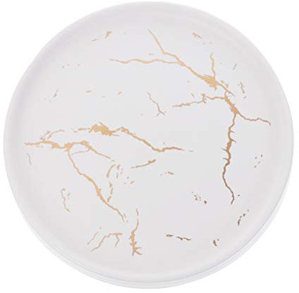 1 Pc Assiette à Nourriture En Marbre Assiette à Bijoux Simple s En Céramique à Pizza Ronde En Céramique Plateau En Verre Vaisselle Blanche Des Boucles D'oreilles