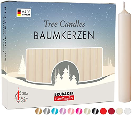BRUBAKER 100er Pack Baumkerzen Wachs - Weihnachtskerzen Pyramidenkerzen Christbaumkerzen - Champagner