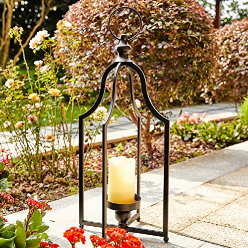Glitzhome 22 H Modern Farmhouse Black Metal Lantern Decorative Hanging Candle Lanterns (Large)