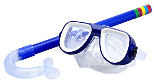Children's snorkeling Scuba Snorkeling Maske Swimming Goggles Glasses with dry Snorkels Tube Equipment Non-Toxic Diving Gear 3-8 Years--Blue
