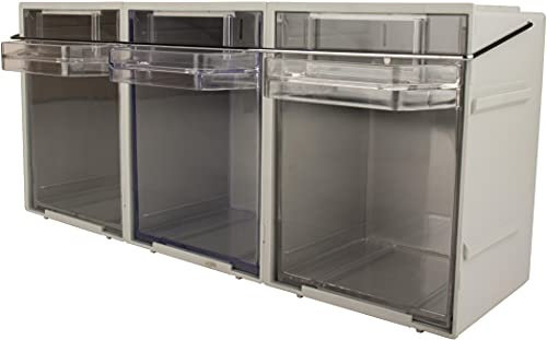 Rhino Tilt Bins RTB3BAR Van Storage with Retaining Locking Bar - Wall Mounted Small Parts Components Boxes. Ideal Clear View Containers for Screws Bolts Nails