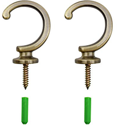 AMONENZ 2 Stücke Vorhang Raffhalter Haken, Raffhalter für Gardinen, Zinklegierung Vorhang Holdbacks Haken, mit 2 Expansionsschraubenrohr, für Zuhause, Büro, Hotel, Fenster