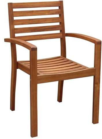milani home - poltrona da giardino, legno di acacia, con braccioli