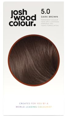 Josh Wood Colour - Ammonia-Free Hair Dye - Permanent Hair Colour with 100% Grey Coverage - Vegan Friendly, Natural-Looking Results, Shiny & Hydrated Hair | 5.0 (Dark Brown)