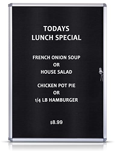 EVERSUPPLY Enclosed Changeable Letter Boards Felt Message Board with Locking Door, Black, Aluminum Frame, 38X28 inches