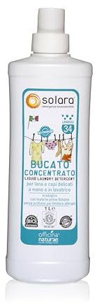 Officina Naturae | Solara Detersivo Bucato Ecologico Liquido Senza Profumo, a Mano o per Lavatrice, Flacone in Bioplastica 1L