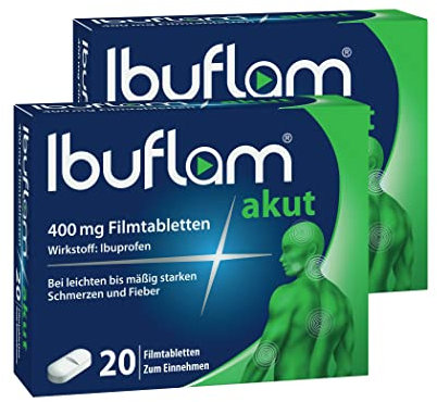 Ibuflam® akut 400 mg IBUPROFEN Filmtabletten| Doppel-Pack 2 x 0 Stk. | Ibu 400 Schmerztabletten bei Schmerzen, Zahnschmerzen, Fieber und Erkältung|Schnelle Schmerzlinderung mit Ibuprofen