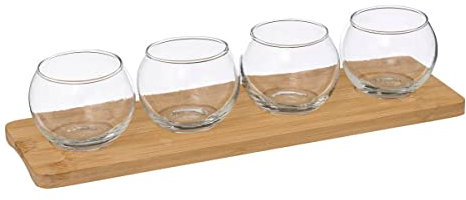 Set Apéritif 5 Ramequins en Verre & 1 Plateau en Bambou - Secret de Gourmet