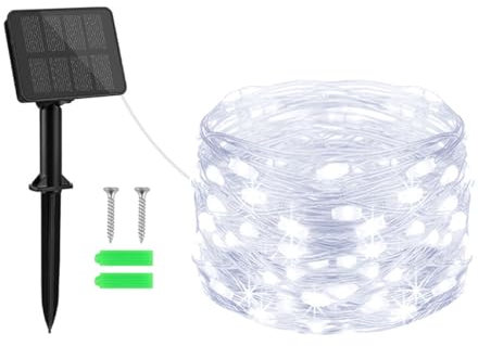 Gcstnn Solar Lights Outdoor Garden, 5M 50 LED Solar Fairy Lights Copper Wire 8 Modes Waterproof String Lights for Yard,Christmas Tree,Garden,Bedroom,Gate Indoor/Outside Decorations(Cool White)