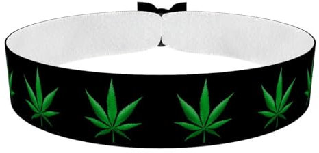 Weed Leaf schwarz/grün Stoffarmband - Wasserfestes Satinarmband - Trendiges Armband für Männer & Frauen - Unisex Armband - Boho & Trippy Geschenkidee - Festival & Freizeit Armband