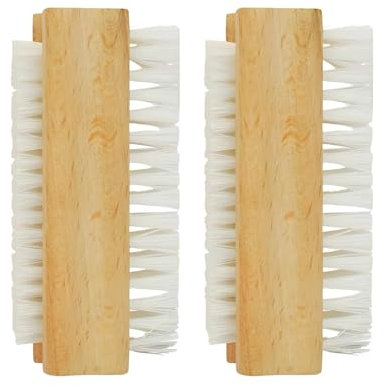 PACK OF 2 WOODEN NAIL CLEANING BRUSH DOUBLE SIDED Scrubbing BRUSH FOR HAND & FOOT NAILS
