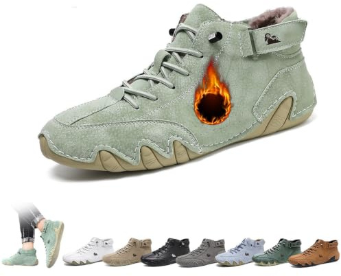 Italienska handgjorda höga stövlar Unisex Outdoor All-terräng Minimalistiska Beck-skor Lättviktsventilerande Halkfria Casual Barfotaskor for vandring Camping & kör Chukka-stövlar(Light green Velvet,38