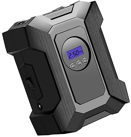 Alipis Pompe à Air Portable pour Voiture avec Écran Digital Compresseur de Pneus Multifonction avec Lampe LED Intégrée Gonfleur Rapide et Durable pour Voiture et Équipements Sportifs