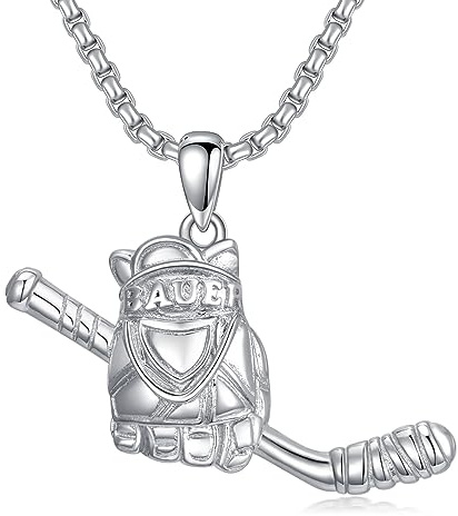 enjoylifecreative Collana da hockey in argento Sterling 925 con ciondolo a forma di hockey su ghiaccio, ideale come regalo per uomo e donna
