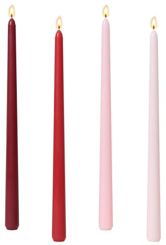 4 Pcs Red Candles Tapered Candles, 10 Inch Unscented Smokeless Taper Candle, Gradient Tall Candle Sticks for Dinner Christmas Wedding Home Décor