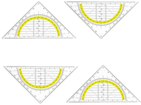 Voarge 4 stycken trianglar, 16 cm, transparent, flexibel för cirklar teckning, lämplig för studenter, kontor, designermålning