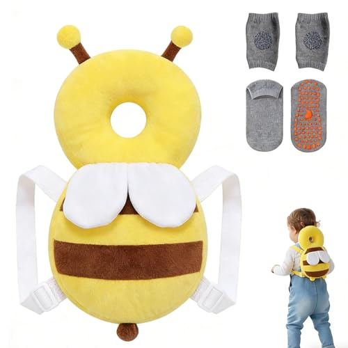 Head Protection for, Backpack Head Protector with Knee Pads and Socks, Soft Cushioned Support for Toddlers 4-24 Months, Ideal for Learning to Walk and Indoor Play