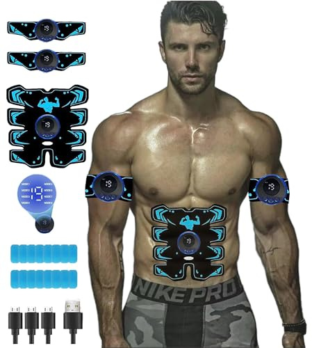 Jenylu EMS Muscle Stimulator, Abdominal Trainer Electric Abdominal Muscle Trainer Muscle Trainer, Home Electric Exercise Equipment, Rechargeable Ab Machine for Men and Women
