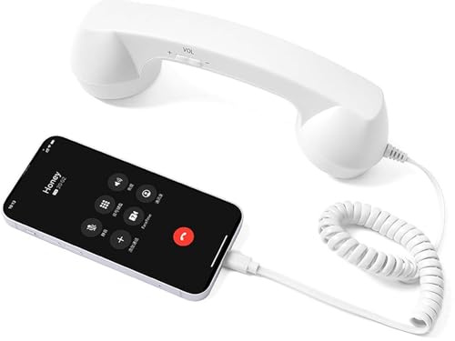 Retro Style Type-C Phone Handset, Type-C Retro Telephone Style Landline Handle Receiver with Microphone Speaker for iPhone iPad Mobile Phones Cellphone Smartphone