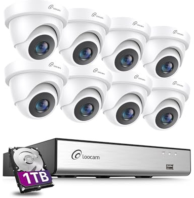 Loocam 1080P Kit de Cámaras de Vigilancia Exterior, 8CH Grabador DVR