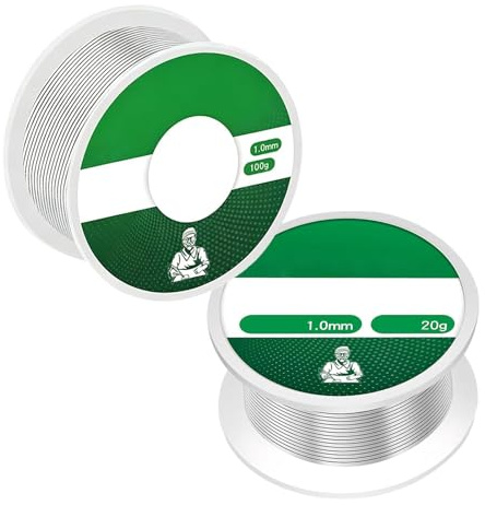 1 mm 100 g + 20 g Lötzinn mit Flussmittel, Sehr Umweltfreundlich, Lötzinn Bleifrei, Kolophoniumkern, Geeignet für Elektronikreparaturen Und Heimwerkerprojekte
