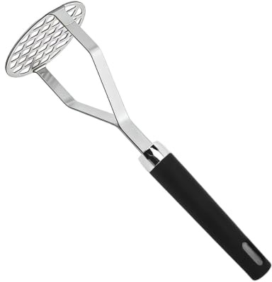Potatisstötare i rostfritt stål - 26 cm Rund W Form Heavy Duty bönpress sredskap, ergonomiskt handredskap | Avokado Pumpa Frukt Smör Sallad Grönsaksmos Matlagning Restaurang Måltid Prep