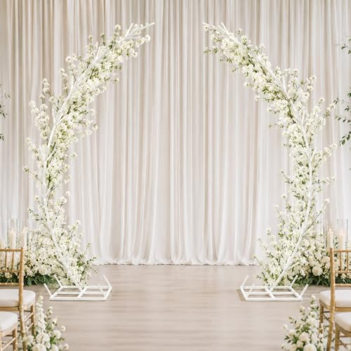 AUTUMFLATGAO Arco per Palloncini Set da 2, Supporto Mezzo Arco in Metallo Bianco 2,2 M per Matrimonio E Compleanno, Struttura Arco Palloncini per Fiori, Verde, Rampicanti E Lucine