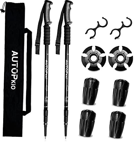 AUTOPkio Walking Stöcke Trekkingstöcke, Nordic Walking Stöcke Verstellbar Aluminium Anti-Schock Laufstöcke mit Eva Schaum Griff für Trekking Damen Kinder Herren Senioren