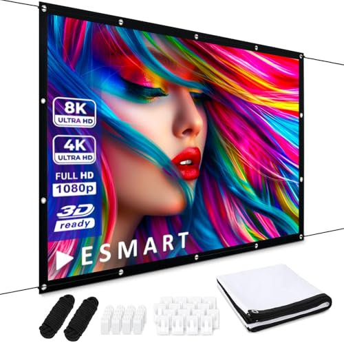 ESMART Spann-Leinwand Flex [Größenauswahl] 221 x 125 cm (100) 16:9 | Heimkino Beamer Projektionsleinwand Outdoor Leinwand LCD LED