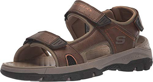 Skechers TRESMEN HIRANO, Sandalias de Punta Descubierta para Hombre, Brown Synthetic, 44 EU