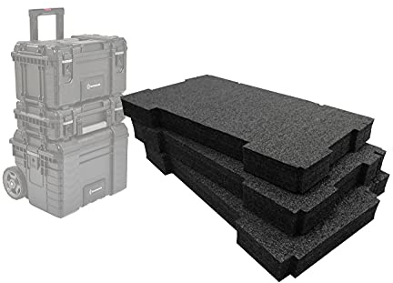 Shadow Foam Easy Peel – Skuminlägg för Magnusson webbplatssystem – full stapel [svart 50 mm tre pack] topp, mellan- och kundvagn skuminlägg för Magnusson Toolbox System | Lagring av elverktyg