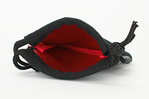 Classic Small Dice Bag - 3.75 inches x 4 inches with Drawstring tie - Perfect for up to 21 polyhedral dice (Red Interior)