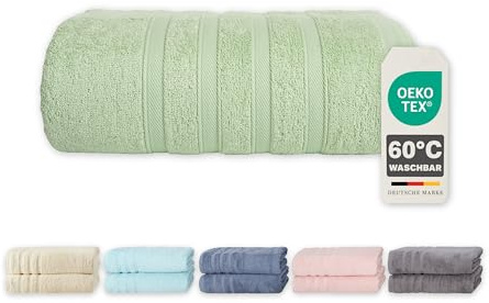 Müskaan Bambus Handtücher Set 1 Saunatuch 70x200 - Samtweich und Saugstark - 50% Bambus 50% Baumwolle - Oeko-Tex 100 Zertifiziert - eukalyptus