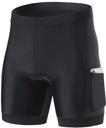 FitsT4 Sports Kids Cycling Bike Shorts Boys Girls Printed Biking Shorts Padded Youth Triathlon Shorts with Pockets Black Size S