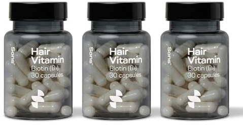 Sons Biotin 900ug Capsules. Vegan Hair Growth Supplement. Vitamin B7 for Treatment of Men's Hair Loss & Thinning. 3X Packs of 30. 3 Months Supply. Made in Europe.