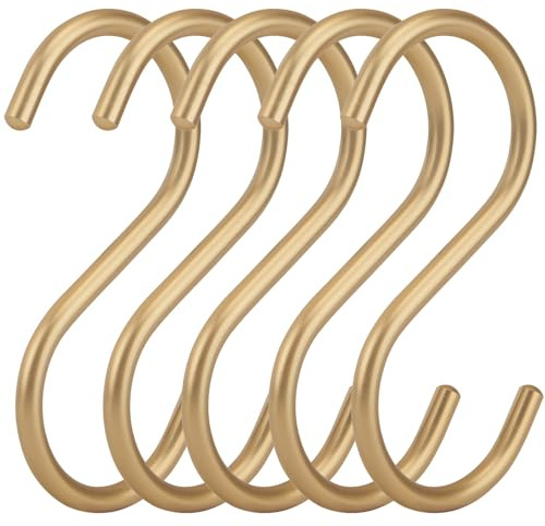 20Pcs Gold S Hooks,4.3inch Aluminum Alloy S Shaped Universal Hooks,Heavy Duty S Hanger Hooks,Utility S Hooks for Bathroom,Cloakroom,Kitchen Pots Pans Cups