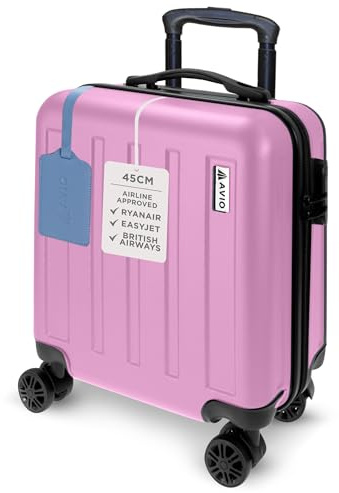 AVIO Jett 45cm Cabin Suitcase – Lightweight Hard Shell Carry On Luggage with 4 Spinner Wheels, Telescopic Handle & 3-Digit Lock – Airline Approved Cabin Bag