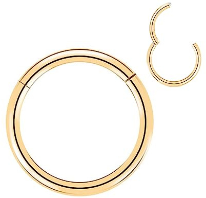 Artskin Anillo nasal de titanio para nariz para mujeres y hombres 20G 18G 16G Septum Tragus Concha aretes de botón para labios Plata/Oro/Negro/Rosa/Rosé 6 mm/7 mm/8 mm/9 mm/10 mm, 20 Gauge 9mm