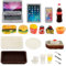 simarro 21 Stück Puppenhaus Miniatur Laptop Computer Tablet Spielzeug Telefon Pad und Hamburger Pommes Cola Fast Food Kuchen Kaffeesaft Passend für Puppe Zubehör Skala Puppenhaus Playsets