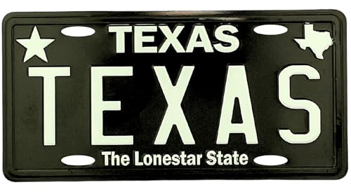 Texas License Plate Magnet, Mini Magnetic Replica Decoration for Fridge or Office, 1.75 by 3.5 Inches (Black)