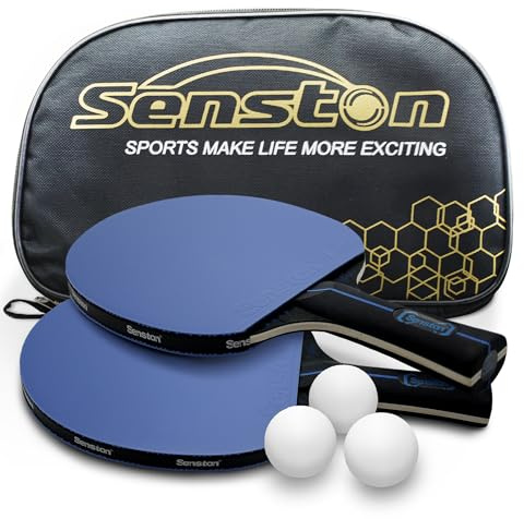 Senston Bordtennisracketar och bollar, professionell bordtennis-set, 2 bordtennisracket och 3 pingongbollar (blå)